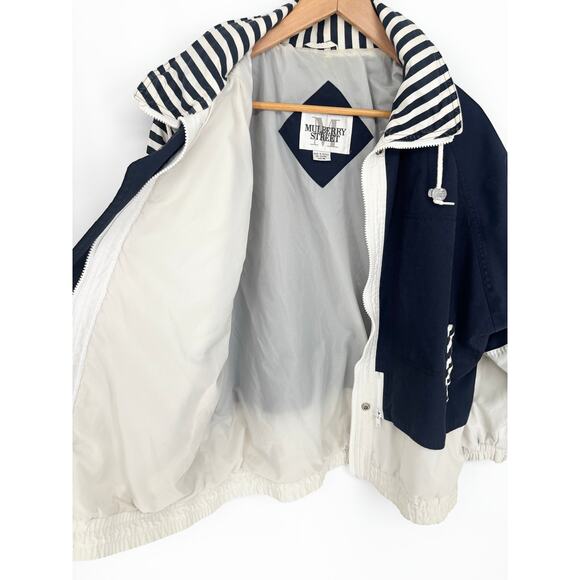 Mulberry Street Vintage 80's Nautical Striped Front Zip Hooded Jacket Size M - Picture 6 of 11